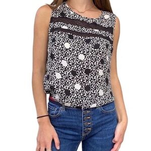 Cabi Jot Polka Dot Black & White Sleeveless Top